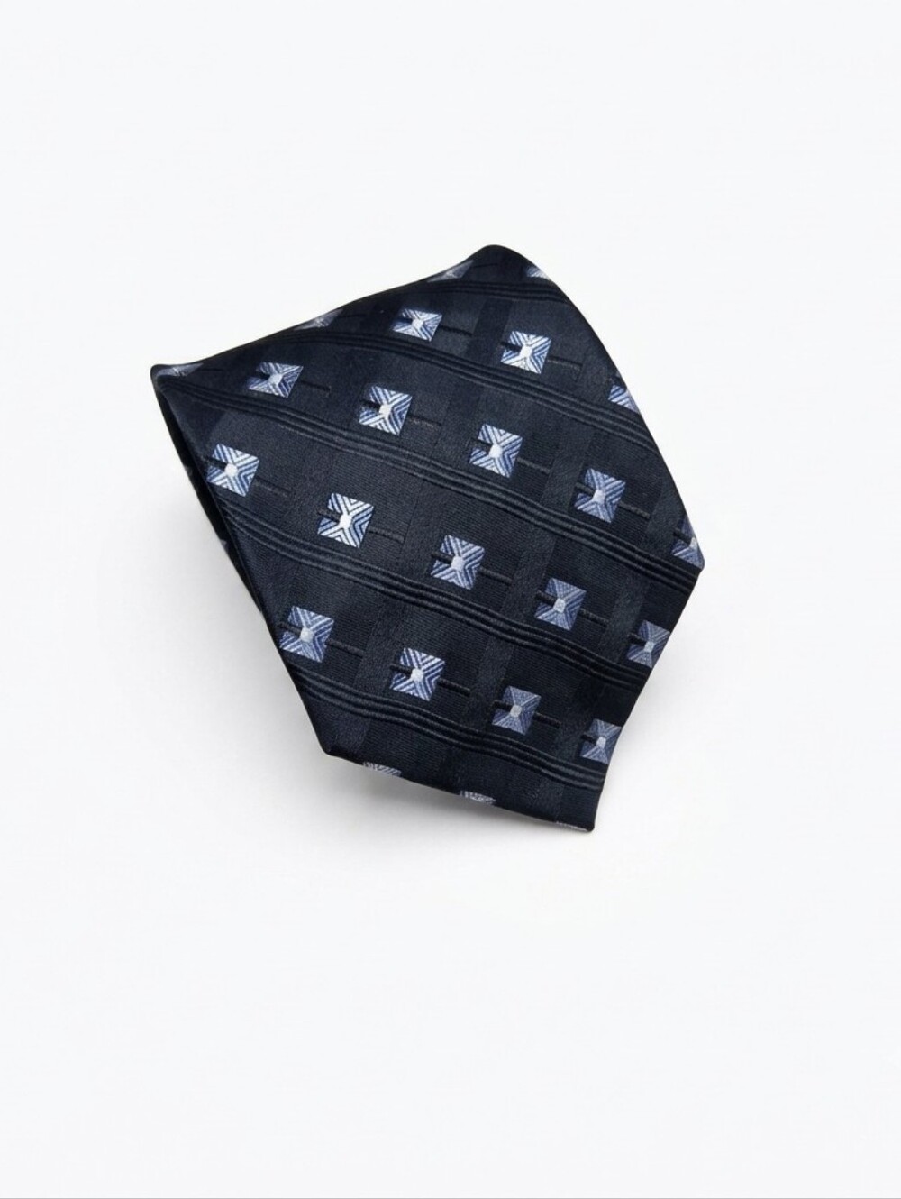 J.S. Blank & Co Mens Black Geometric Silk Tie 59in Long 4in Width Classic
